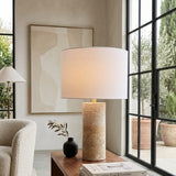 Modern European furniture - Cylindrical Travertine Accent Table Lamp - www.oroa.com
