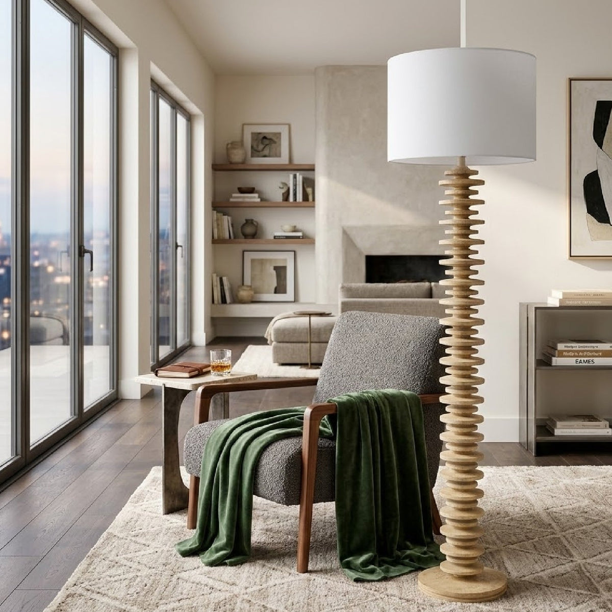 Modern European furniture - Stacked Circular Base Floor Lamp - www.oroa.com