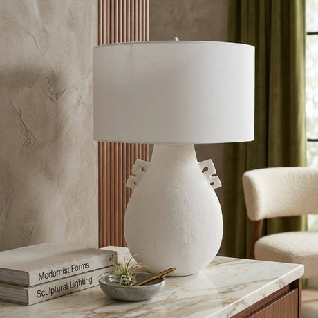 Modern European furniture - Glazed White Ceramic Table Lamp - www.oroa.com