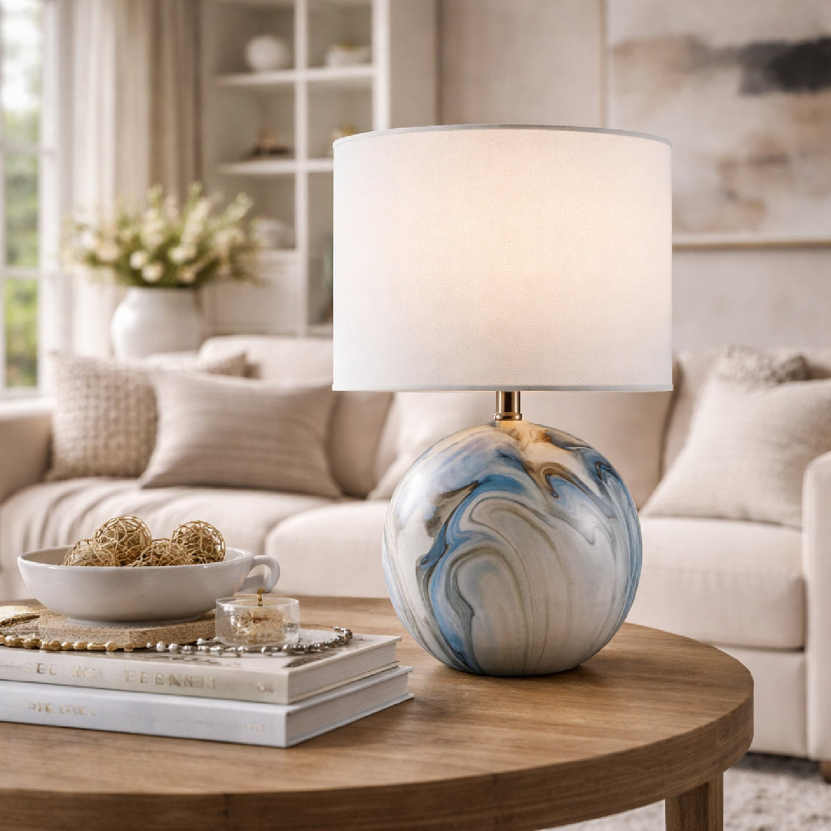 Modern European furniture - Swirl Round Ceramic Table Lamp - www.oroa.com