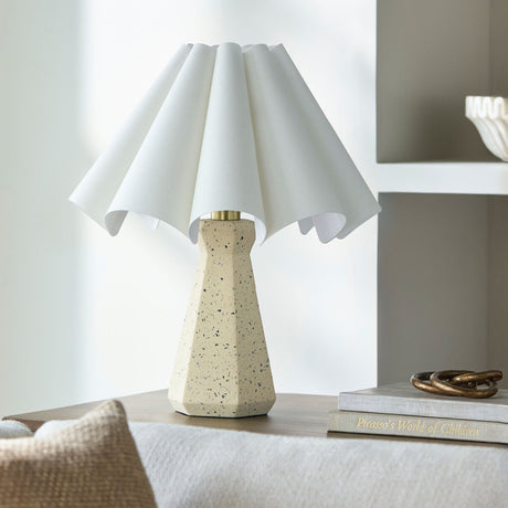 Modern European furniture - Scalloped White Cotton Table Lamp - www.oroa.com
