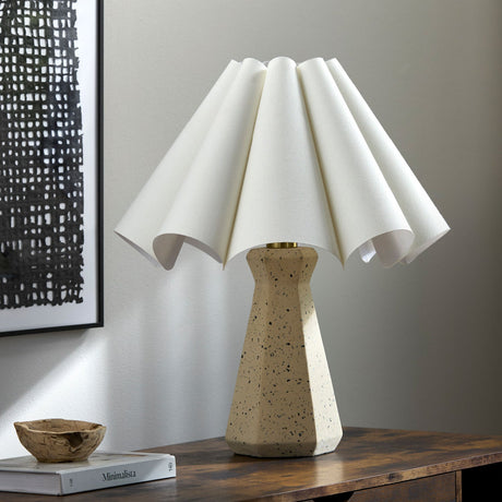Modern European furniture - Scalloped White Cotton Table Lamp - www.oroa.com