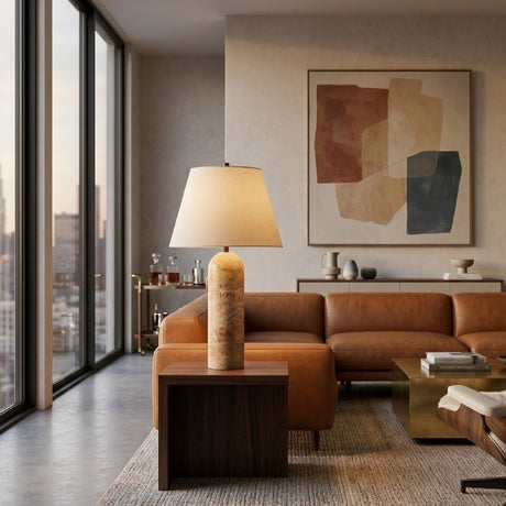 Modern European furniture - Yellow Travertine Accent Floor Lamp - www.oroa.com