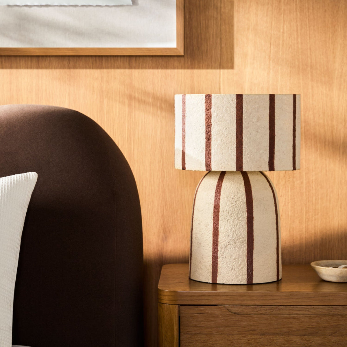 Modern European furniture - Beige Striped Accent Table Lamp - www.oroa.com