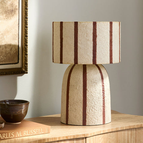 Modern European furniture - Beige Striped Accent Table Lamp - www.oroa.com