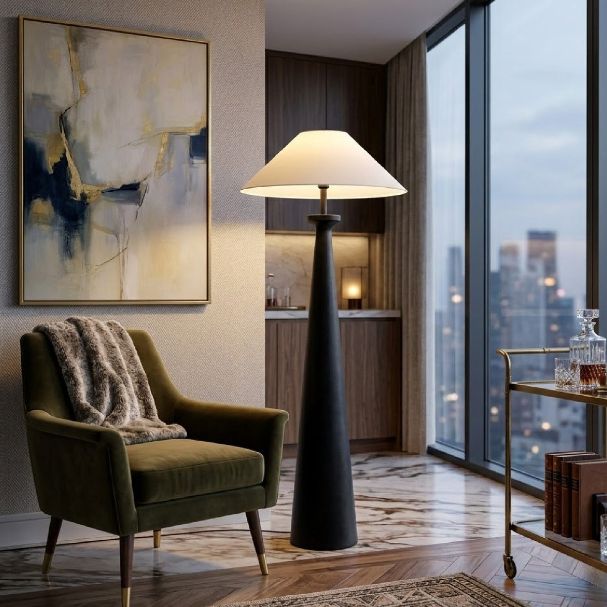 Modern European furniture - Black Base Accent Floor Lamp - www.oroa.com