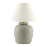 Modern European furniture - Linen Shade Cement Table Lamp - www.oroa.com