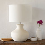 Modern European furniture - Glazed Cream Ceramic Table Lamp - www.oroa.com