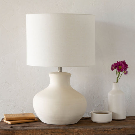 Modern European furniture - Glazed Cream Ceramic Table Lamp - www.oroa.com