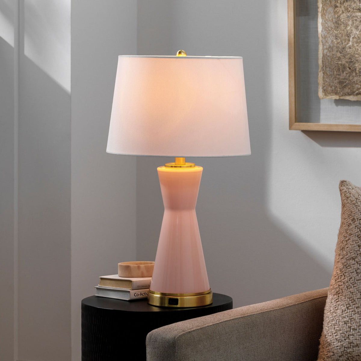 Modern European furniture - Pink Glass Accent Table Lamp - www.oroa.com