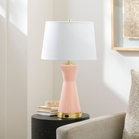 Modern European furniture - Pink Glass Accent Table Lamp - www.oroa.com