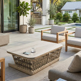 Modern European furniture - Cream Aluminum Outdoor Coffee Table - www.oroa.com