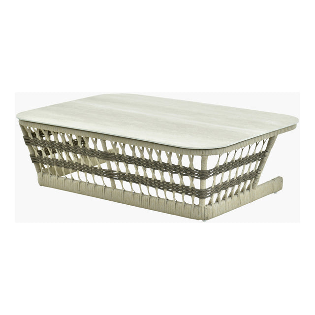 Modern European furniture - Cream Aluminum Outdoor Coffee Table - www.oroa.com
