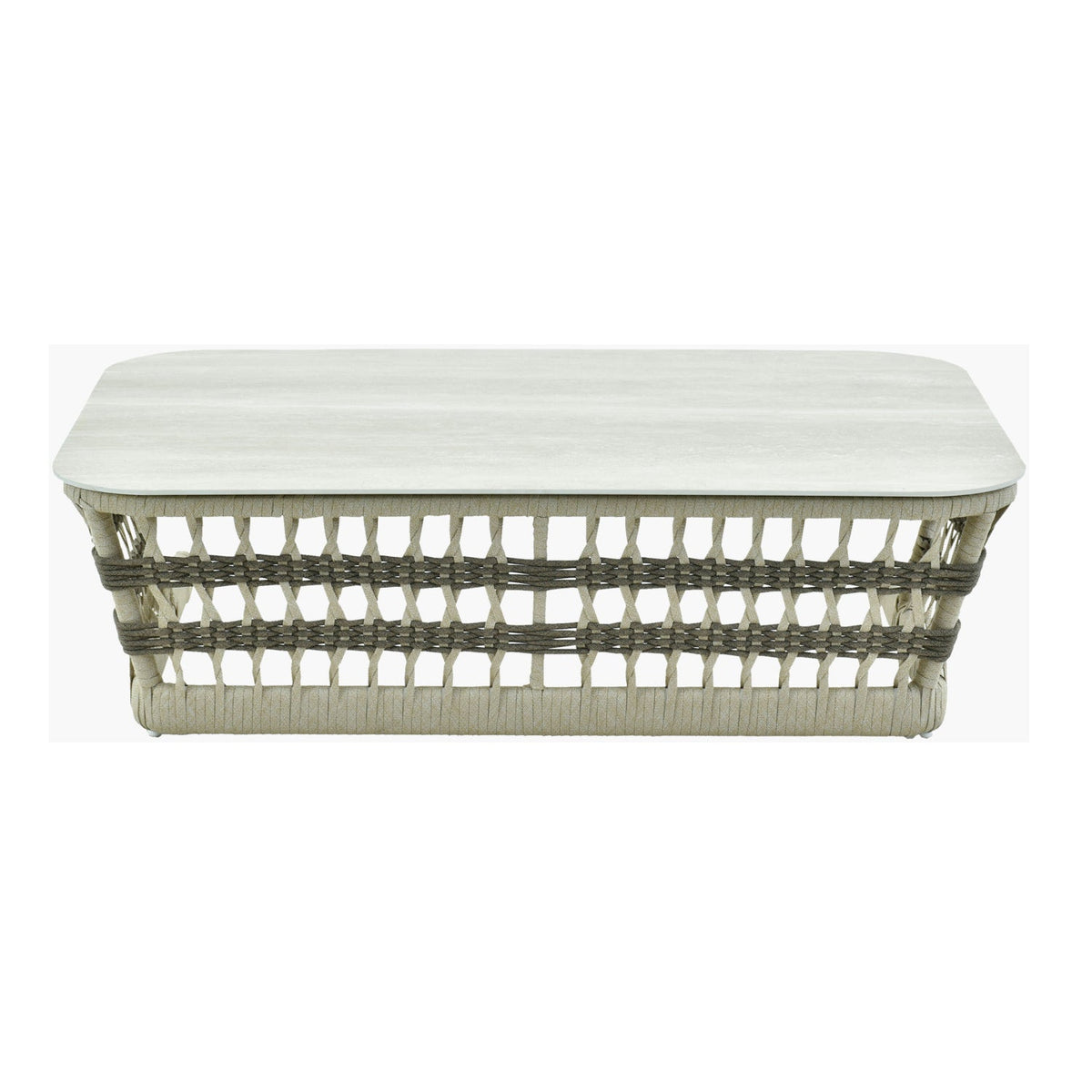 Modern European furniture - Cream Aluminum Outdoor Coffee Table - www.oroa.com