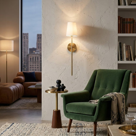 Modern European furniture - White Linen Shade Wall Lamp - www.oroa.com