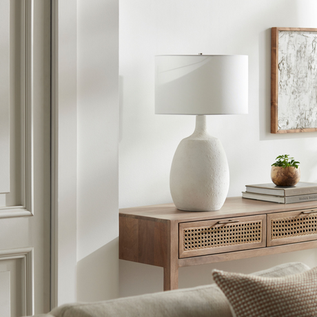 Modern European furniture - White Cement Accent Table Lamp - www.oroa.com