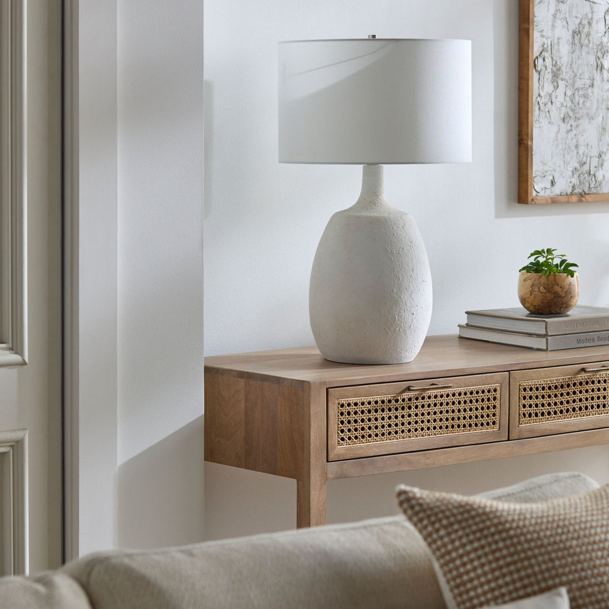 Modern European furniture - White Cement Accent Table Lamp - www.oroa.com