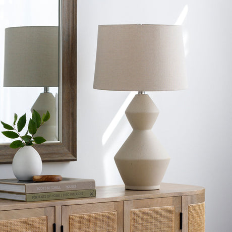 Modern European furniture - Beige Ceramic Geometrical Table Lamp - www.oroa.com