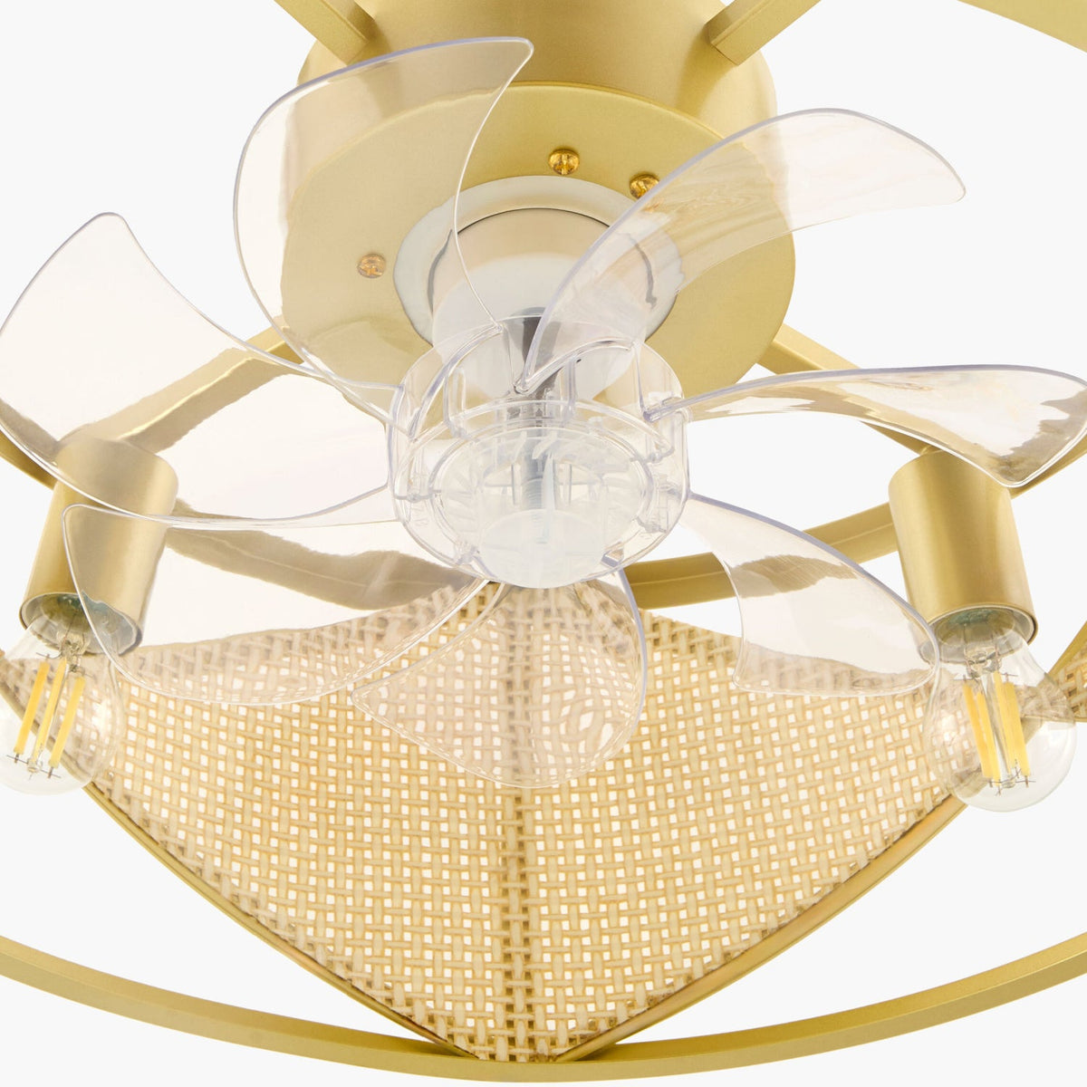 Modern European furniture - Gold Framed Rattan Chandelier - www.oroa.com
