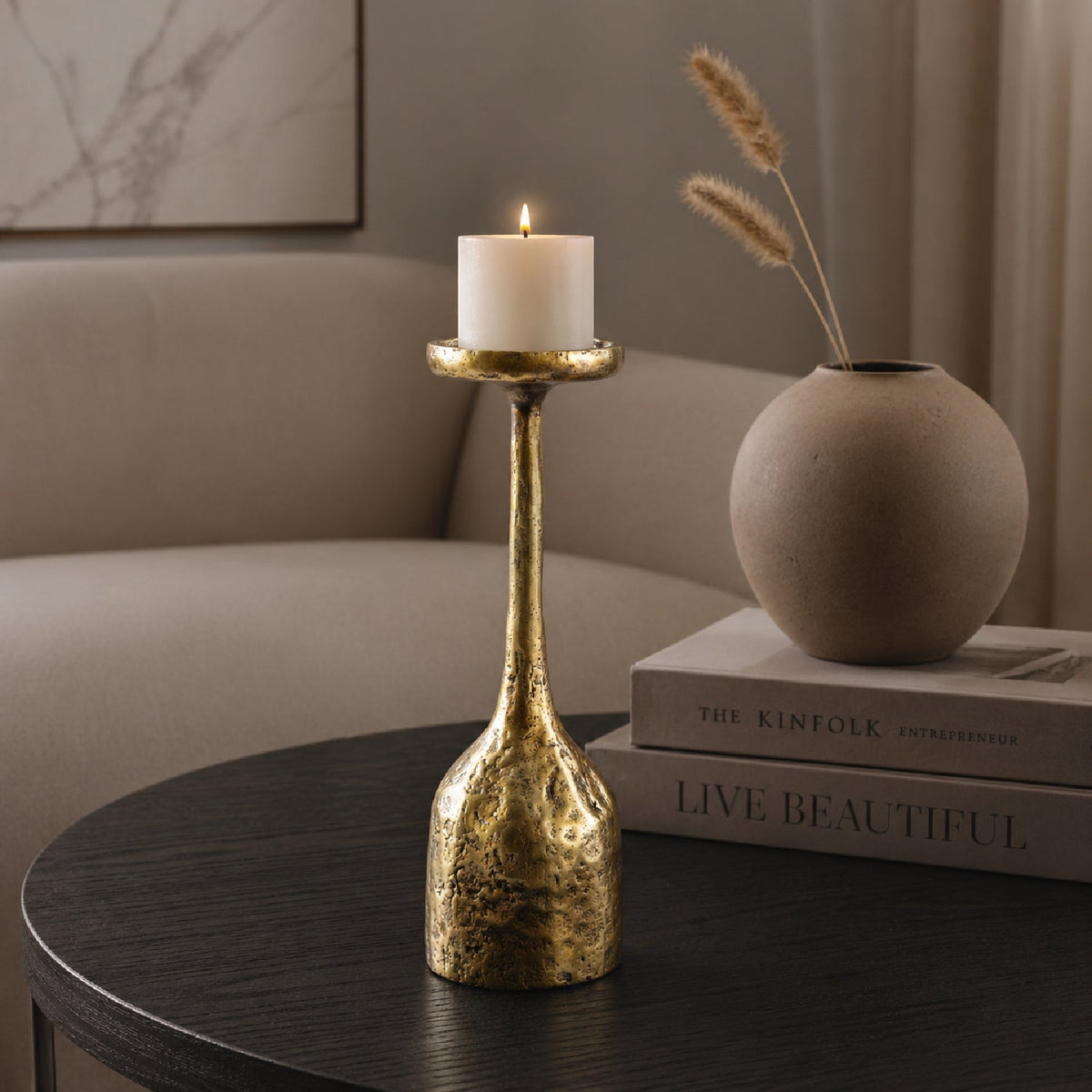 Modern European furniture - Antiqued Iron Candleholder S - www.oroa.com