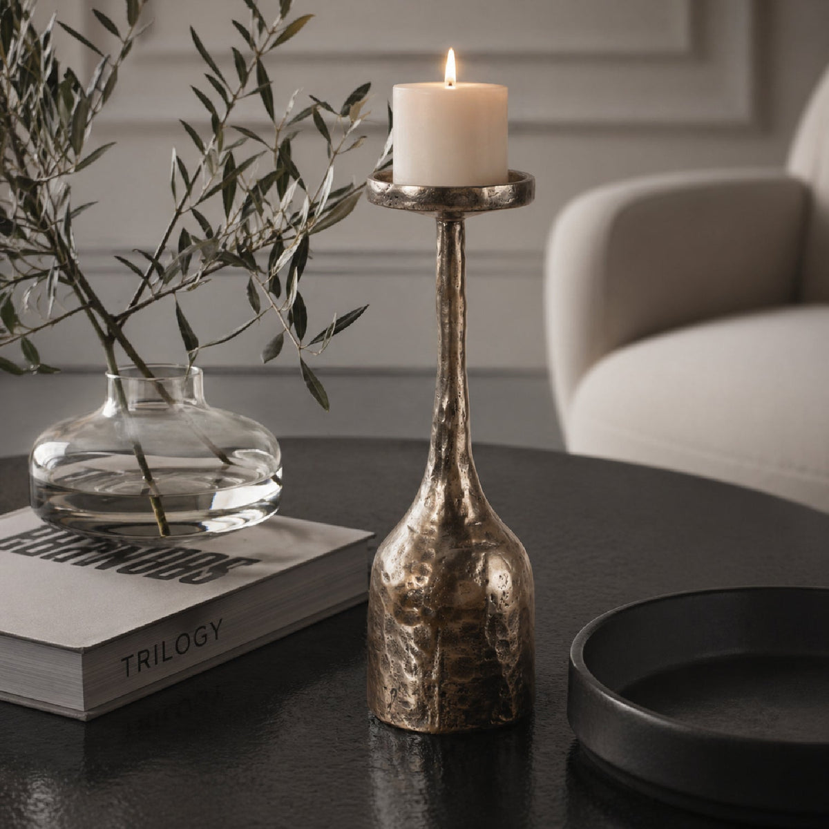 Modern European furniture - Antiqued Iron Candleholder S - www.oroa.com