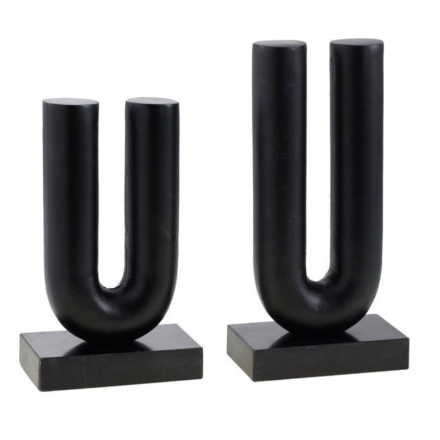 Modern European furniture - Black U-Shaped Sculpture Set (2) - www.oroa.com