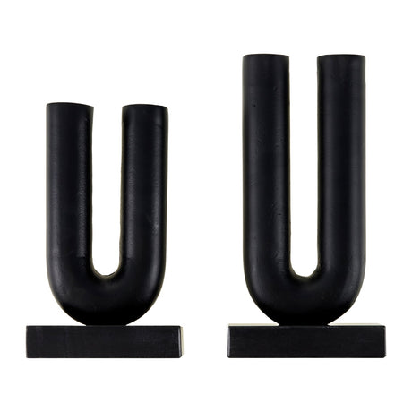 Modern European furniture - Black U-Shaped Sculpture Set (2) - www.oroa.com