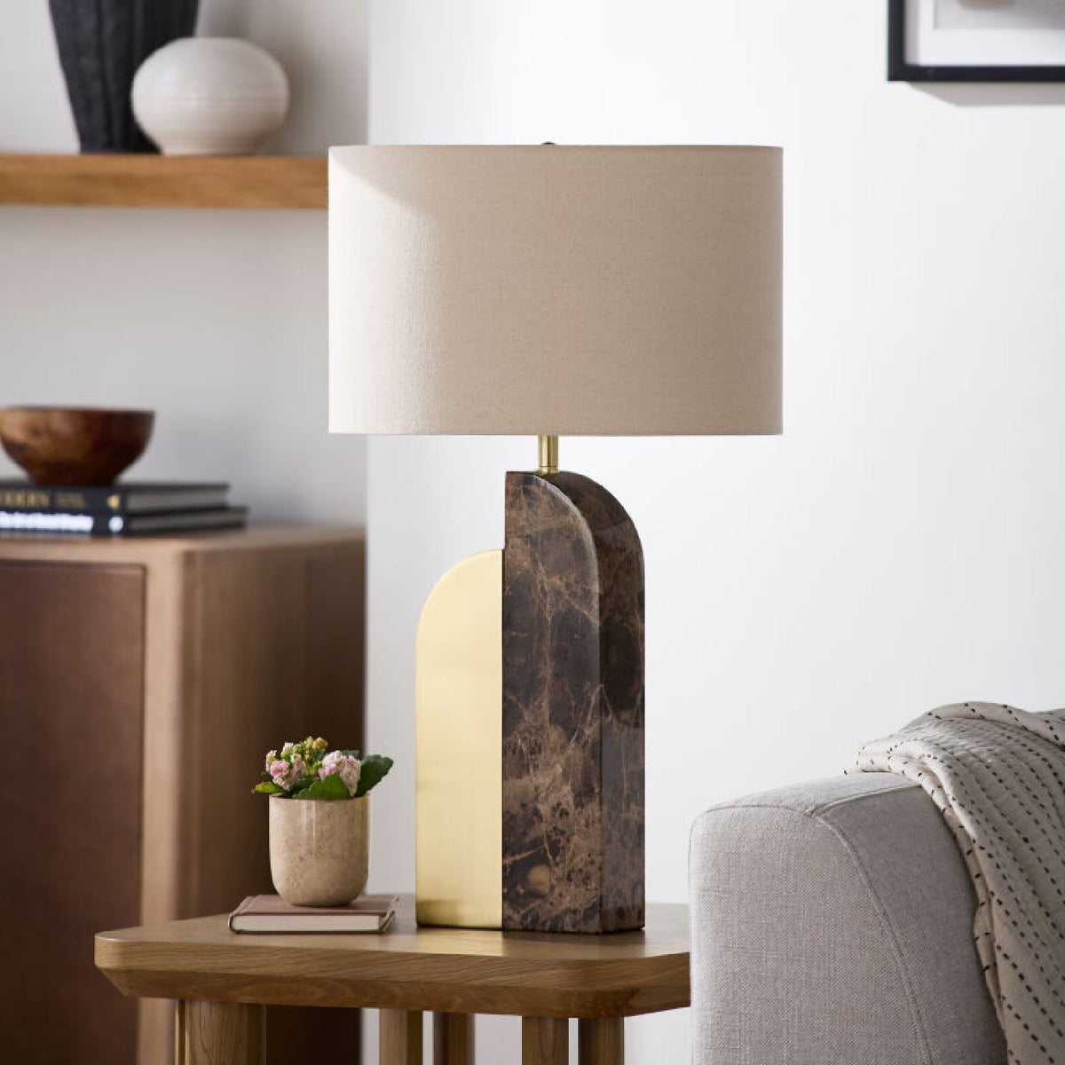 Modern European furniture - Black Marble Accent Table Lamp - www.oroa.com