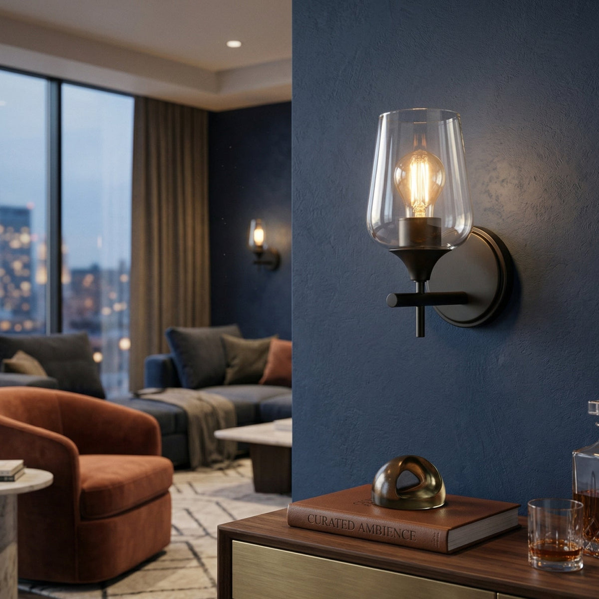 Modern European furniture - Black Framed Glass Wall Lamp - www.oroa.com