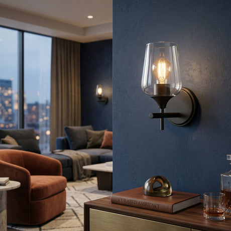 Modern European furniture - Black Framed Glass Wall Lamp - www.oroa.com