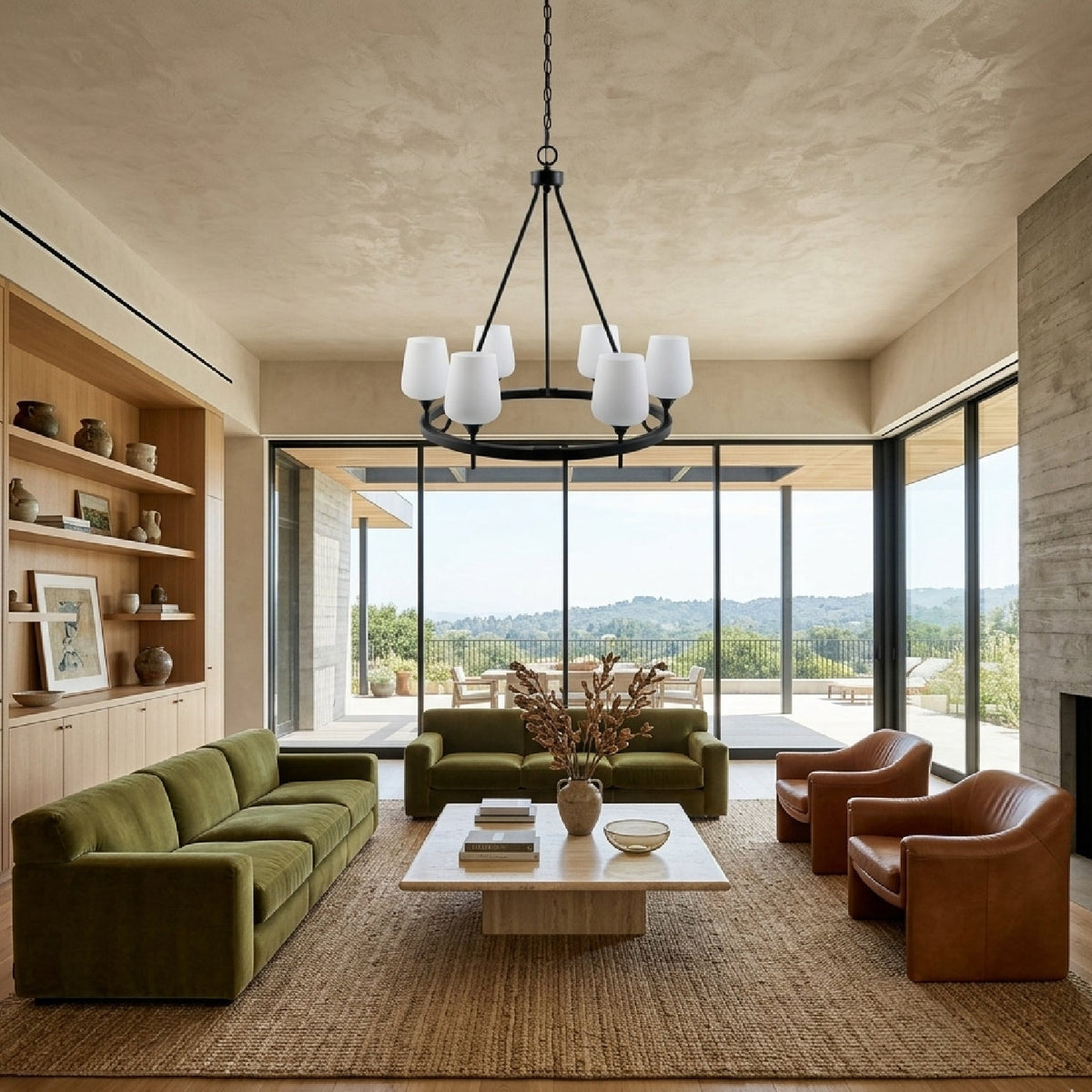 Modern European furniture - Iron Ring Glass Chandelier - www.oroa.com