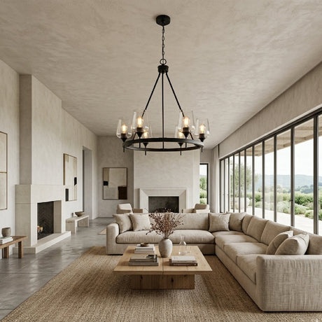 Modern European furniture - Iron Ring Glass Chandelier - www.oroa.com