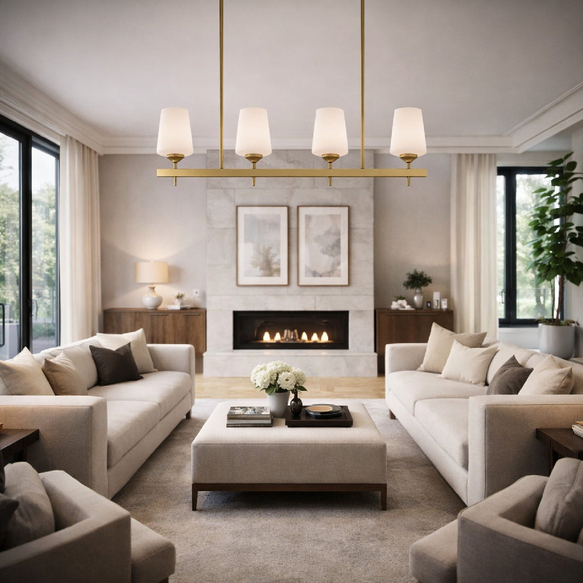 Modern European furniture - Glass 5-Light Linear Chandelier - www.oroa.com