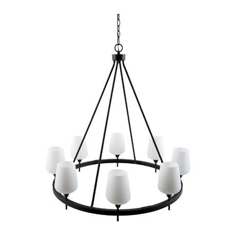 Modern European furniture - Iron Ring Glass Chandelier - www.oroa.com