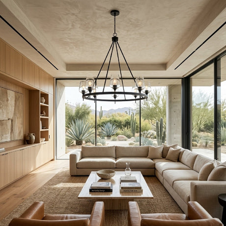 Modern European furniture - Iron Ring Glass Chandelier - www.oroa.com