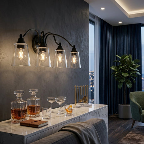 Modern European furniture - Clear Glass 4-Light Wall Lamp - www.oroa.com