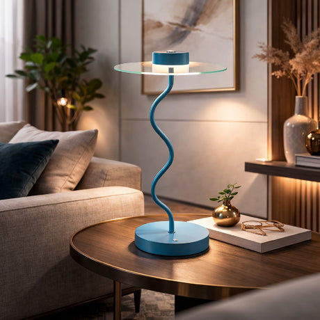 Modern European furniture - Blue Wavy Accent Table Lamp - www.oroa.com