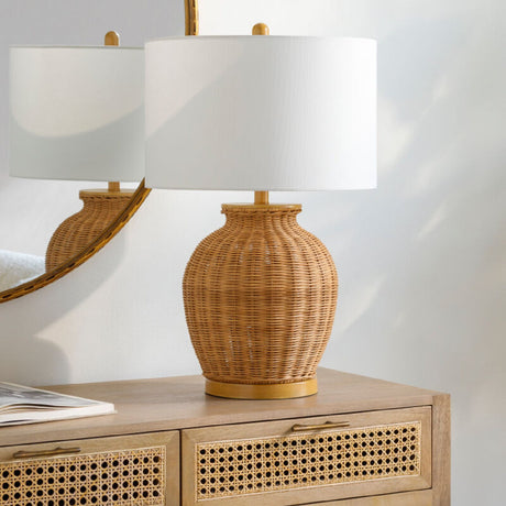 Modern European furniture - Brown Rattan Accent Table Lamp - www.oroa.com
