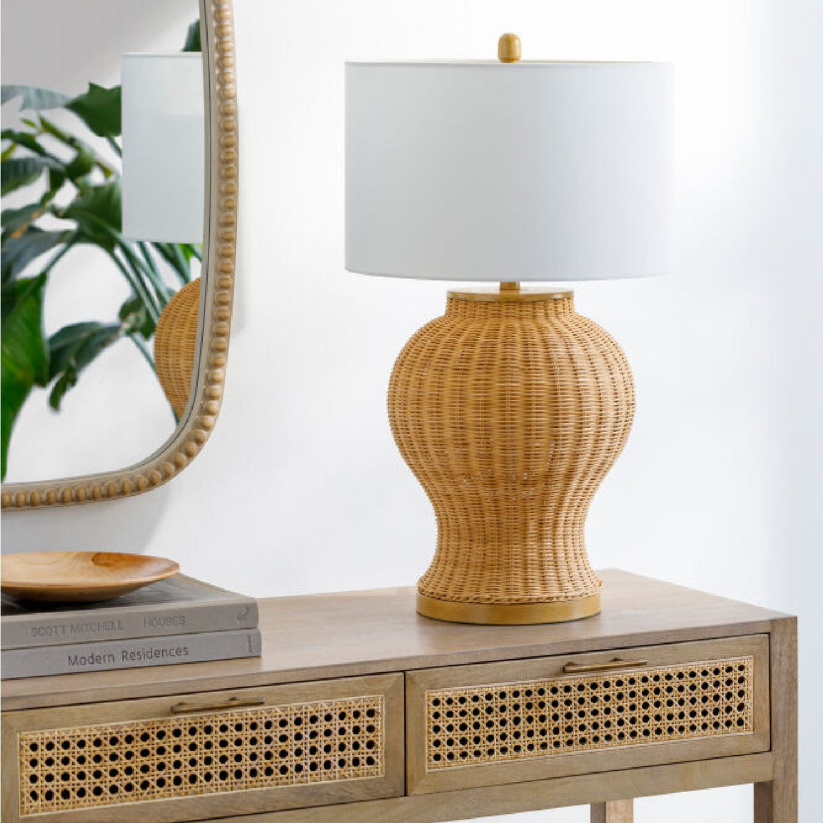 Modern European furniture - Brown Rattan Accent Table Lamp - www.oroa.com