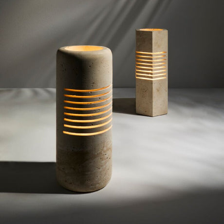 Modern European furniture - Beige Travertine Accent Table Lamp - www.oroa.com