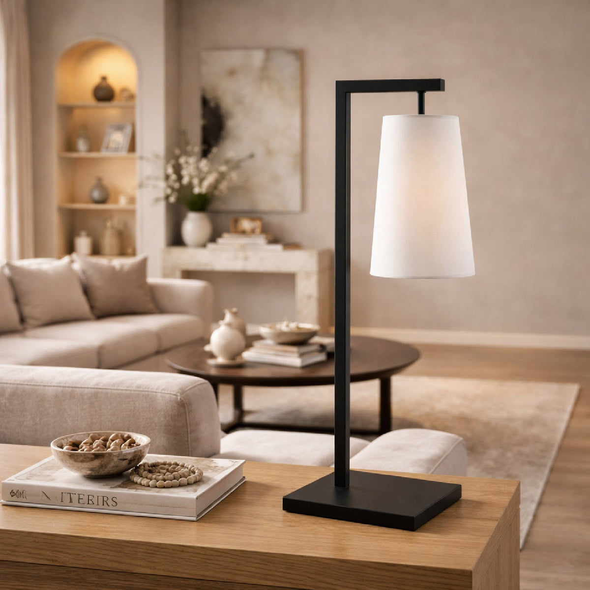 Modern European furniture - Iron Framed Linen Table Lamp - www.oroa.com