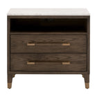 Marble Top Oak 2-Drawer Nightstand | Living Essentials Cambria