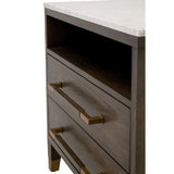 Marble Top Oak 2-Drawer Nightstand | Living Essentials Cambria