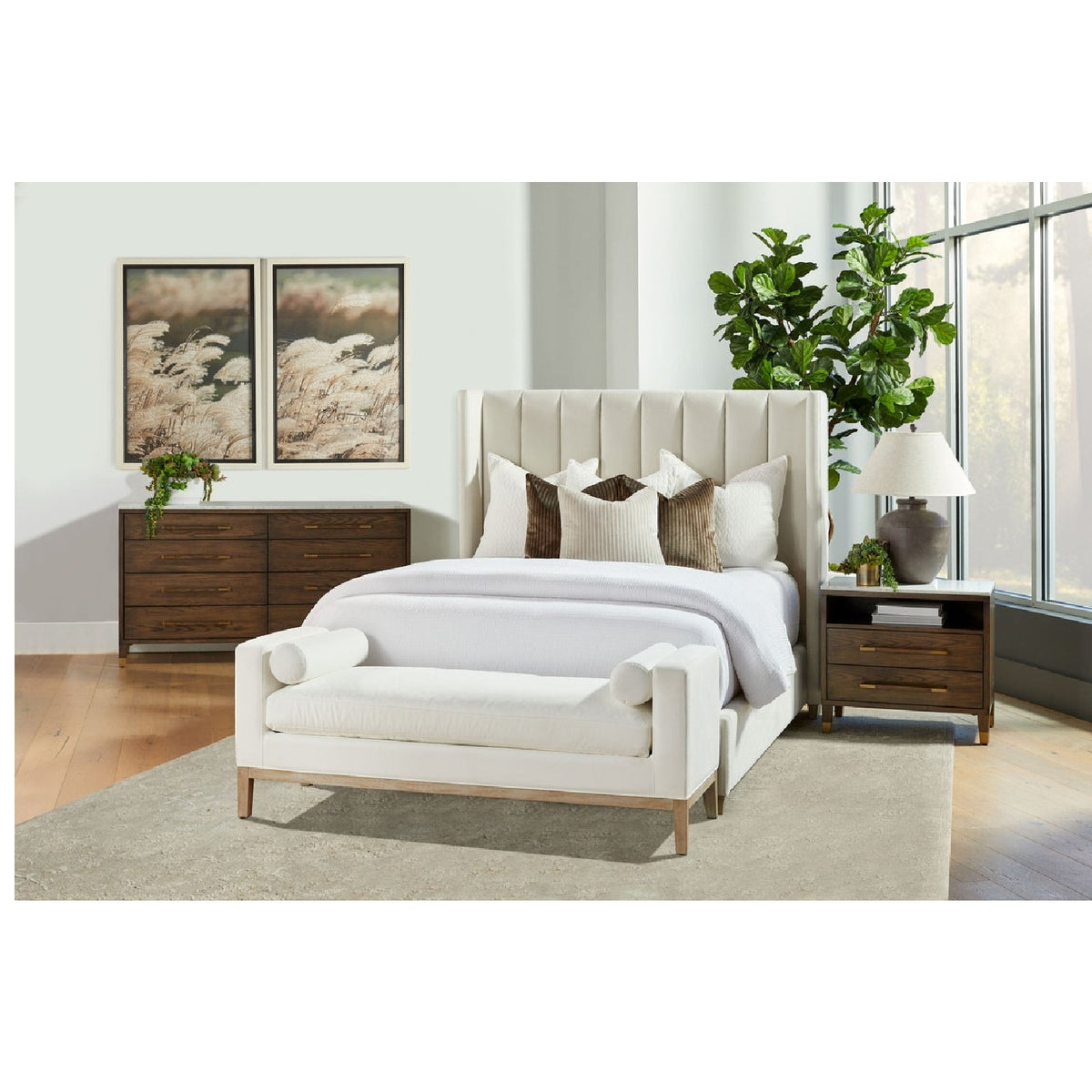 Marble Top Oak 2-Drawer Nightstand | Living Essentials Cambria