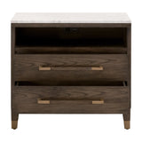 Marble Top Oak 2-Drawer Nightstand | Living Essentials Cambria