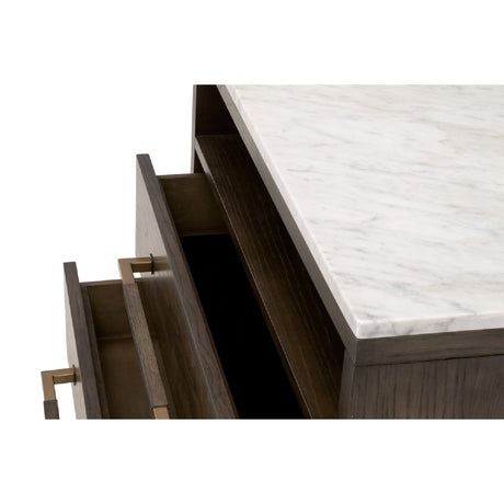 Marble Top Oak 2-Drawer Nightstand | Living Essentials Cambria