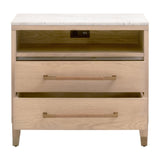 Marble Top Oak 2-Drawer Nightstand | Living Essentials Cambria