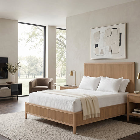 Modern European furniture - Natural Oak Queen Bed - www.oroa.com