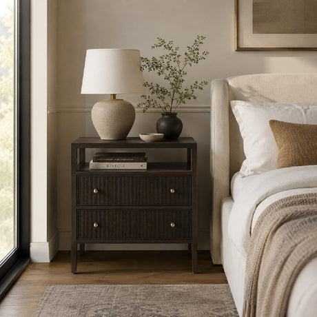 2-Drawer Oak Nightstand L | Living Essentials Highland