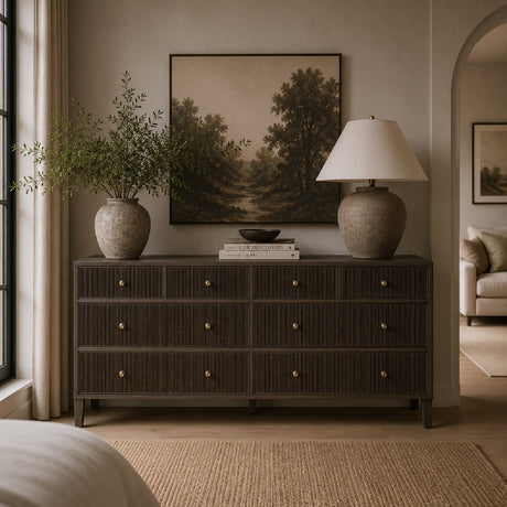 8-Drawer Oak Double Dresser | Living Essentials Highland